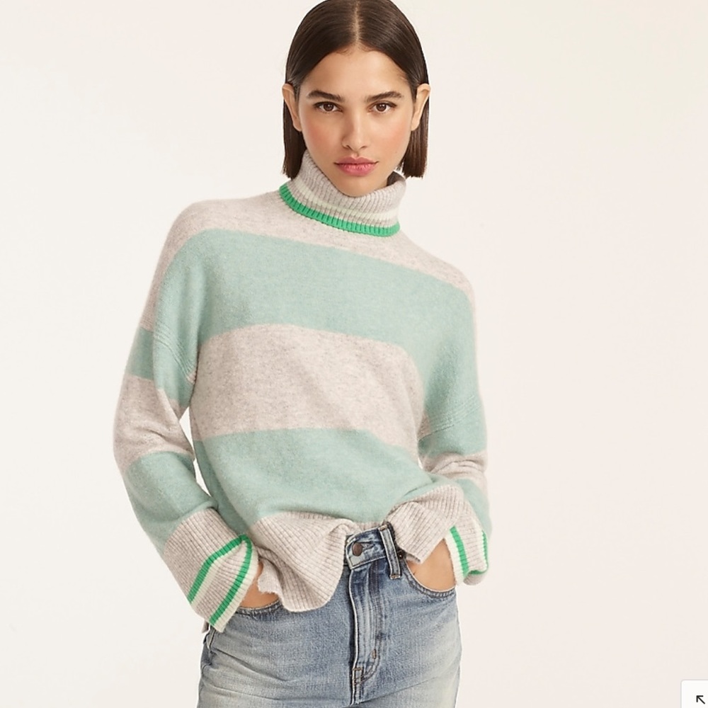 NWT J. Crew Supersoft Striped Turtleneck Sweater
